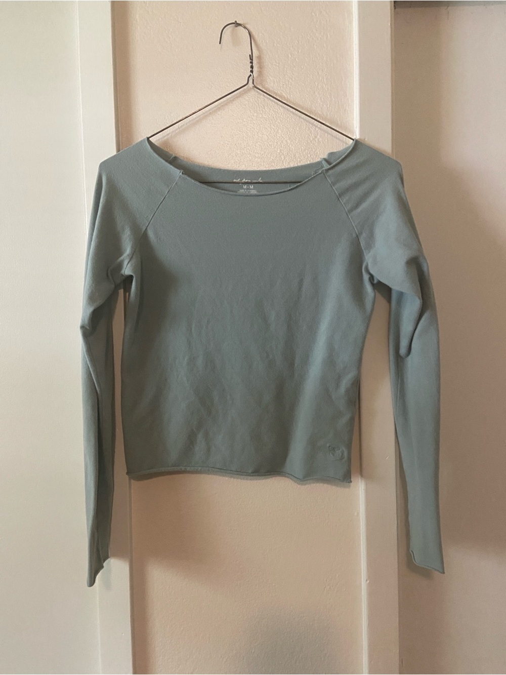 Urban Outfitters Out From Under Long Sleeve Crop Top Sage Green Medium
